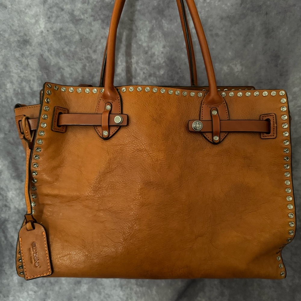 Tan Leather Studded Tote